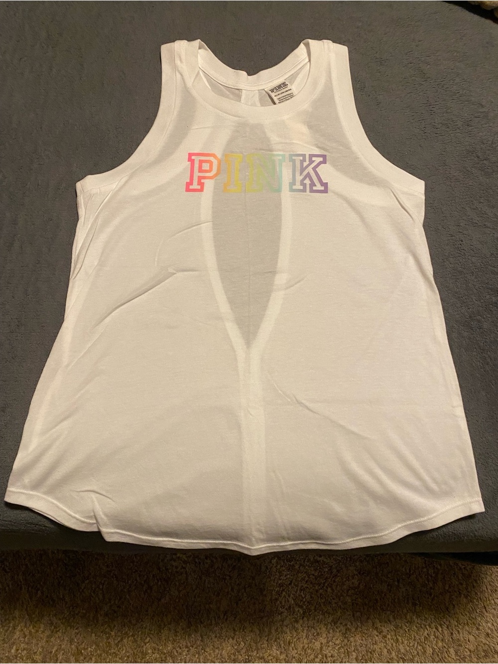 Pink Victoria’s Secret gradient logo tank top